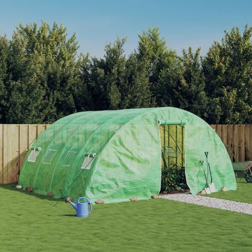 Iiaky Serre avec Cadre en Acier Vert 20 m² 5x4x2,3 m,Carport Abri Voiture,Serre Tunnel