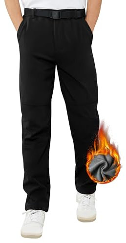 ATLASLAVA Skihose Herren Winter Softshellhose Wasserdicht Winterhose Warm Outdoorhose Wanderhose Schneehose Gefüttert Trekkinghose Schwarz M