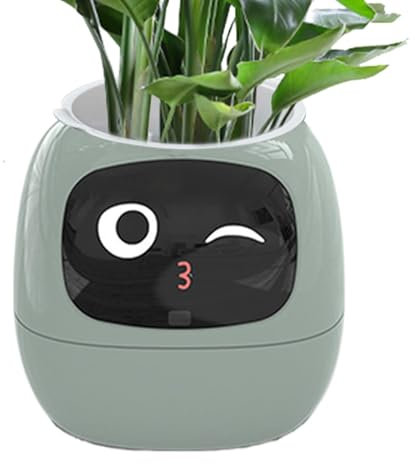 Pots de fleurs intelligents, avec intelligence artificielle, 7 capteurs intelligents, écran LCD à puces AI, adorable compagnon de pour la décoration intérieure, les puces AI rendent l'élevage
