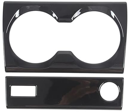 Autocollant de couverture de panneau de porte-gobelet d'eau de console centrale de voiture en fibre de carbone ABS compatible avec BMW X1 U11 2023-2024 accessoires d'intérieur automatique(Black)