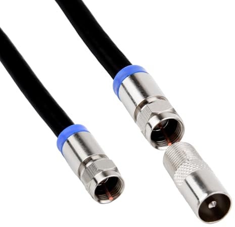 RG6 Coaxial TV Aerial Cable 1M,Waterproof Copper F Plug with F81 Coupler,3GHz High-Speed Broadband and Digital TV Aerial for Sky HD,Virgin Media,BT,STB,Dish TV Antenna Cable(White)