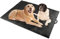 FHTONGE Hundedecke für Unterwegs, 145×100 cm Wasserdicht Hundematte Waschbar Hundekissen für Mittelgroße & Grosse Hunde, Faltbare Reisedecke Hund Camping Veranda Terrasse Outdoor Indoor(Schwarz)