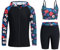 Owntop Damen 3-teiliger Rash Guard | UPF50+ Badeanzüge Kapuzen UV-Shirt | Langarm Reißverschluss Rashguard Shirts & Bikini Top & Hochtaillierte Boyshorts | Bescheidene Badebekleidung | Grün M