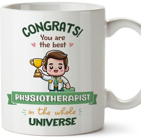 MUGFFINS Physiotherapist Man Mug - in English - Best in Universe Trophy - Funny Gift for Colleagues - Ceramic 11oz Mug