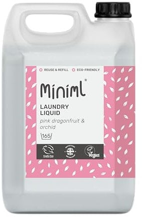 Miniml Laundry Liquid Washing Detergent 5L Refill - Natural Non Bio Pink Dragonfruit & Orchid Scented Clothes Fabric Cleaner for Machine or Delicate Hand Wash- 100% Vegan & Cruelty Free (165 Washes)