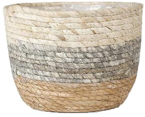 AHIOJEGX Cache Pot en Osier Panier de Fleurs tissé en Paille, jardinière d'herbe, Pots d'intérieur et d'extérieur, conteneurs for Plantes plantables 4 pièces(XL)