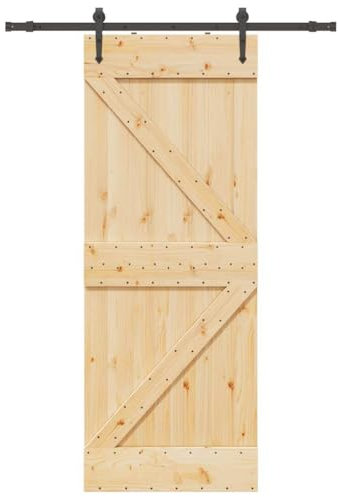 Schiebetür mit Beschlag 80x210 cm Massivholz Kiefer, Xichuzi Zimmertür, Eingangstür, Innentüren, Wohnungstür, Nebeneingangstür, Terrassentür - 3332643