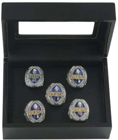 HYKJSHED 5Pcs Fantasy Football Ringe 2021 2022 2023 2024 2025 Vatertag Sammlerstücke Championship Ring Souvenir Fan Geschenk