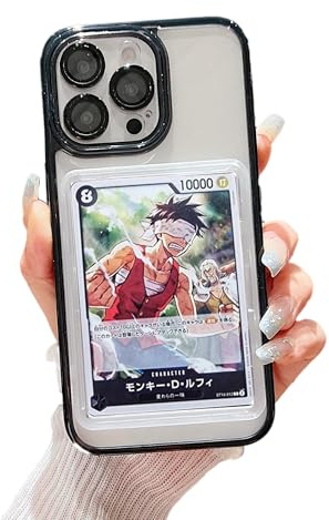 Card/Photo Display Phone Case for iPhone 13 | TCG/Picture Display Top Loaders & Sleeves | Compatible Pokemon Cards, Sports, One Piece, Magic (Icy Black, iPhone 13)