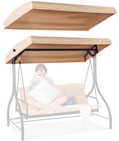 2 und 3 Sitzer Hollywoodschaukel Ersatz-Bezug, Wasserdichtes Ersatzdach für Gartenschaukel aus 600D Polyester, Schaukeldach Ersatz-Bezug Terrassen-Hängemattenabdeckun(2 Seater: 158x118cm/62x46.4in)