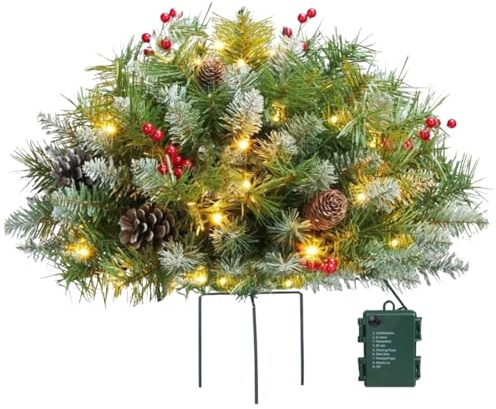 Weihnachtlicher Pflanzgefäß Füller Beleuchteter Pflanzkübel-Füller Mit Dreibeinständer Künstlicher Weihnachtsbaum Pflanzkübel Festliche Dekoration Für Terrasse Garten Blumenbeete Familienfeiern