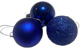 24 Pack Christmas Baubles 4cm – Shatterproof Tree Decorations for Home, Office & Schools – Small Xmas Bauble Set for Christmas Tree Décor – Gold, Red, Blue, Silver Ornaments (Blue)