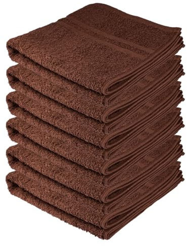Clinotest 6er Luxus Handtücher-Set 50x100cm – 100% Baumwolle, Hotelqualität, 450g/m² – Weich, Hohe Saugfähigkeit, Langlebig, Schnelltrocknend, Perfekt für Spa, Badezimmer & Hotels, Dunkelbraun