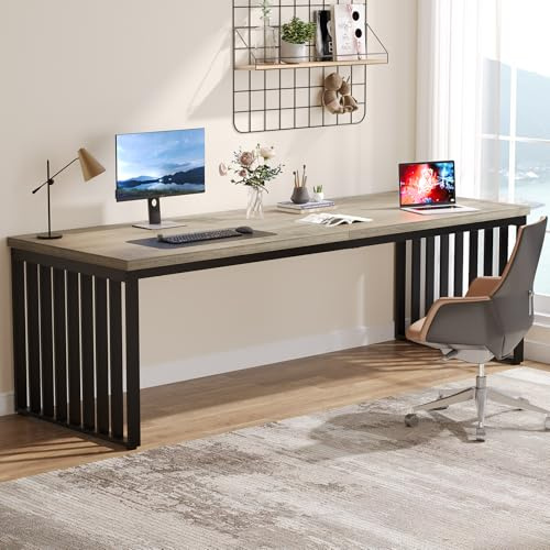 Tribesigns 180 cm Schreibtisch, großer Computertisch PC Tisch Bürotisch mit robustem Metallgestell, Arbeitsstation für Home Office zu Hause Schreibtische, Konferenztisch (ohne Stuhl) (Grau)