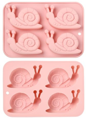 Stiesy Moule en silicone réutilisable pour bonbons en chocolat en forme d'escargot 2 pièces, moules en silicone sur le thème des insectes pour la décoration de gâteaux en pâte à sucre, pudding