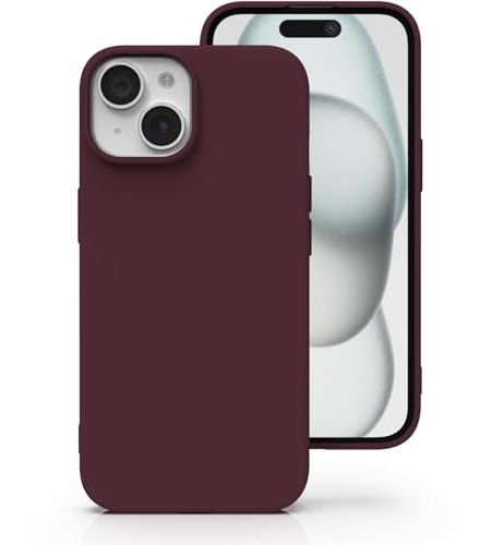 Zuvirelx Silicone Case for iPhone 15 - Burgundy | Thin, Non-Slip, Soft Grip, Minimalist, Shockproof, Pocket-Friendly