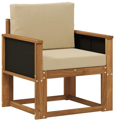 vidaXL Outdoor Mittelsofa Massivholz Akazie Natur, Garten-Sofa, modernes Eckmöbel, wetterfestes Loungeset, Terrasse Sitzgruppe für draußen