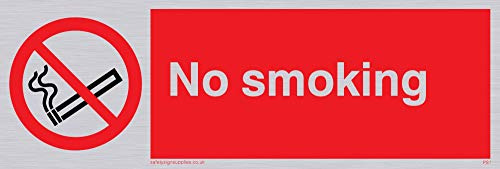 Viking Schilder ps1-l15-sv No Smoking-Zeichen, Silber Vinyl, 50 mm H x 150 mm W