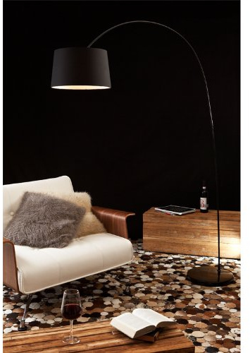 SalesFever Steh-Lampe dimmbar schwarz mit Standfuß aus Marmor 205x150 cm | Ekon | Steh-Leuchte groß mit Lampenschirm aus Textil | Bogen-Lampe für Wohnzimmer 205cm x 150cm