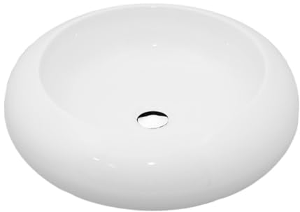 NEG Waschbecken Uno22A (rund) Aufsatz-Waschschale/Waschtisch (weiß) mit breitem Rand und Nano-Beschichtung