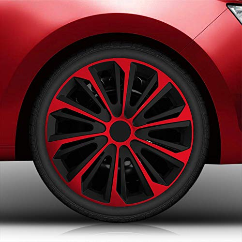 Autoteppich Stylers 16 16 Zoll Radkappen/Radzierblenden Nr.006 (Farbe Schwarz-Rot), passend für Fast alle Fahrzeugtypen (universal)