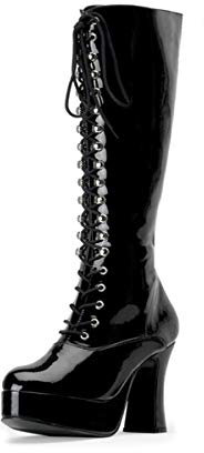 Higher Heels Funtasma Plateau-Kniestiefel Exotica-2020 Lack schwarz Gr. 40