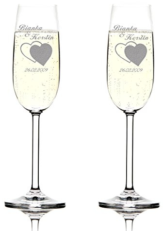 polar-effekt 2 Champagnergläser mit Gravur Hochzeitsgeschenk - zur Silberhochzeit, Gold- und Diamanten-Hochzeit Sekt-Gläser als Geschenkidee für Standesamt, Valentinstag Schaumweinglas-Set