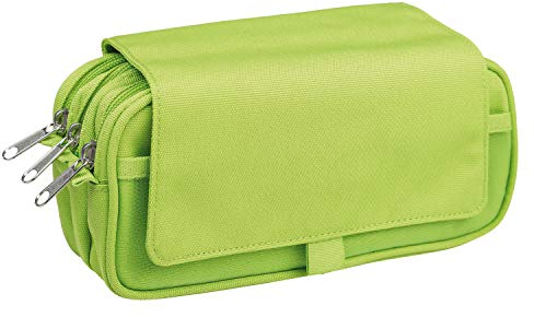 Idena 23911 - Stiftetui mit 4 Fächern, Reißverschluss und Klettklappe, sortiert, ca. 22,5 x 11 x 9 cm, Schreibtisch-Organizer für Schreibwaren, Zeichen- und Büromaterialien