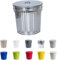 Jinfa Cubo basura metal galvanizado grande reciclaje exterior comunidad cubo de cenizas ignífugo | Zinc | Capacidad: 35 litros