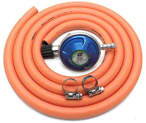 IGT Camping Gas Regulator 2M Hose & Clips Fits 907,904.901