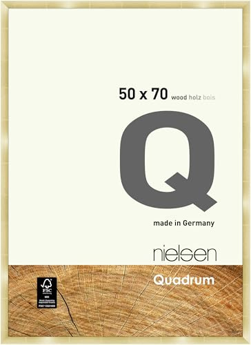 nielsen Holz Bilderrahmen Quadrum, 50 x 70 cm, Gold | Holz Posterrahmen im Hoch- & Querformat zum Aufhängen Gold gebürstet Echtglas