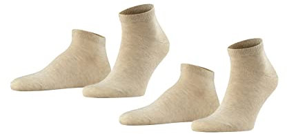 FALKE Herren Sneakersocken Happy Double Pack M Sn Baumwolle kurz einfarbig 2 Paar, Beige Sand Melange 4650, 39-42