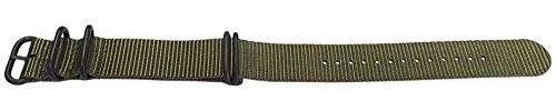 N.A.T.O Zulu G10 Style Uhrenarmband Army Green 5 Ring mit schwarzer Schnalle 20mm, 22mm, 24mm