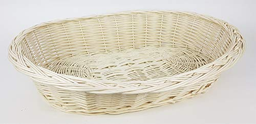 Tigana - Weidenkorb mit Zopfrand Hundekorb aus Vollweide in Weiß 50 cm (ohne Kissen)