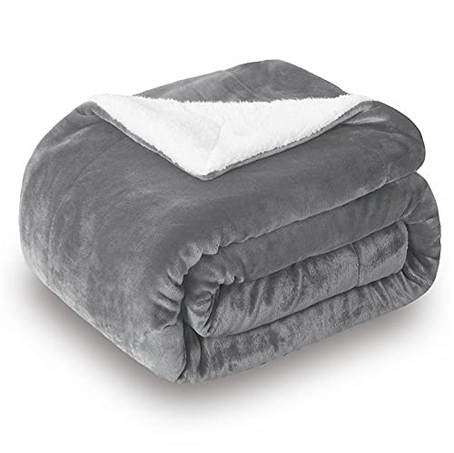 SOCHOW Sherpa Fleece Throw Blanket, Double-Sided Super Soft Luxurious Plush Blanket 228cm×228cm, Grey