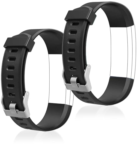 MELARQT scarDS Ersatzbänder für Fitness-Tracker ID115PlusHR, Schrittzähler-Armbänder – verstellbare Ersatzbänder für Activity Tracker Gurte für ID115 Plus, ID115 PlusHR Schwarz/Schwarz