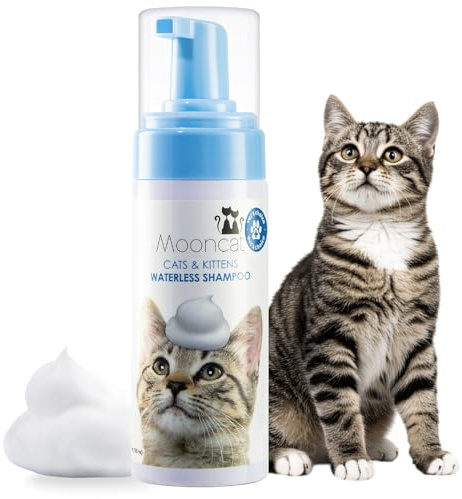 Mooncat Waterless Cat Shampoo, Short Hair Cats, No-Rinse Deodorizing Foam