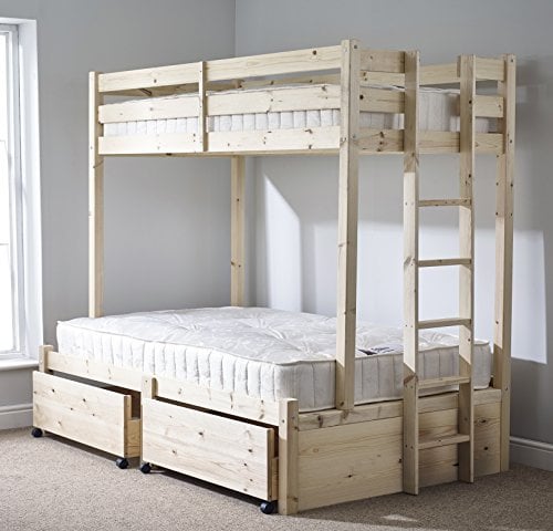 STRICTLY BEDS&BUNKS Double and Single Bunk Bed with Storage, 4ft 6 Double 3ft Single