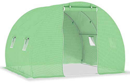 Tidyard Gewächshaus Pflanzenhaus Gartenhaus Treibhaus 3 x 2 x 2 m Mit Stahlfundament,Tomatenhaus Garten Tomaten Pflanzen-Haus Frühbett Mit 4 Seitenfenstern und 1 Tür,Fensters:38 x 38 cm