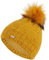 Faera weiche Wintermütze Mütze Damen warm gefüttert Kunstfell Bommel-Mütze Fleecefutter Winter Strickmütze Beanie Mädchen 65, Farbe:Gelb