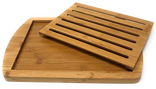 MGE - Rectangular Crumb Catcher - Bread Cutting Board with Removable Section - Cutting Board with Bread Crumb Collector Tray - 36 x 25 cm
