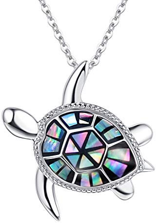 Collier Femme Argent 925 Fin avec Pendentif Tortue Opale Bleue Marine Opale Animaux Bijoux Collier Fantaisie Cadeau pour Femme Fille
