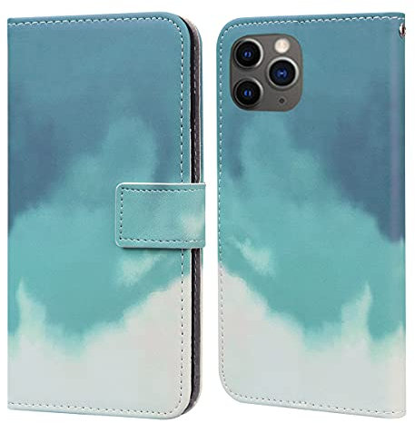 Flip phone case for Iphone 11 PRO MAX PU Leather Wallet Card Slots Flip Case Watercolor Gradient Ramp Graffiti Art Printing with Stand Function Magnetic Protective Cover