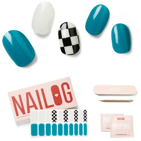 NAILOG Semi Cured Gel Nail Strips, Extra Long Nail Polish Strips (20 Pieces), Long Lasting Semi Cured Nail Stickers with Soft Glossy Gel Finish, Full Speed