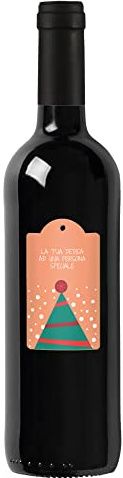 Bottiglia di vino rosso personalizzata IGT Toscana Rosso - Idea regalo esclusiva e originale per Natale! (Cartellino)