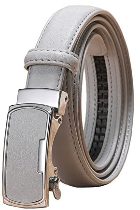 Believewang 2,3cm Frauen Ledergürtel Casual Damen Einstellbare Gürtel Automatische Gürtelschnalle Jeans Zubehör, Grau, 90cm