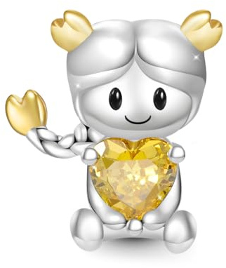 GNOCE Constellation umfasst Herz-Edelstein-Charms 925 Sterling Silber für Frauen Geburtstagsgeschenk passend Schlangenkette Armbänder/Halskette (Skorpion)