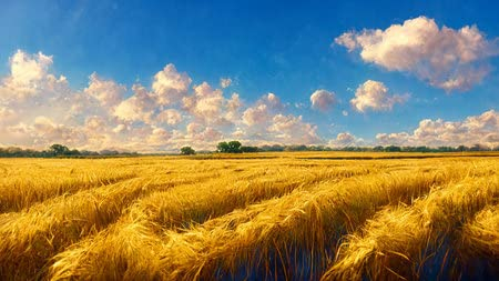 adrium Acryl-Bild 110 x 60 cm: Goldenes Weizenfeld mit blauem Himmel im Hintergrund.(190764030)