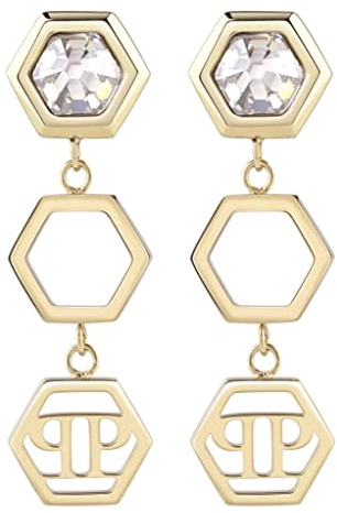Philipp Plein Damen Ohrringe Ohrhänger Edelstahl IP Gold HEXAGON LUX PJ5AA03EU