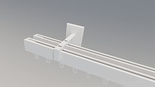 Innenlaufsystem Gardinenstange Square-LINE kantig, auf Maß - Weiß - 400 cm 2-Lauf